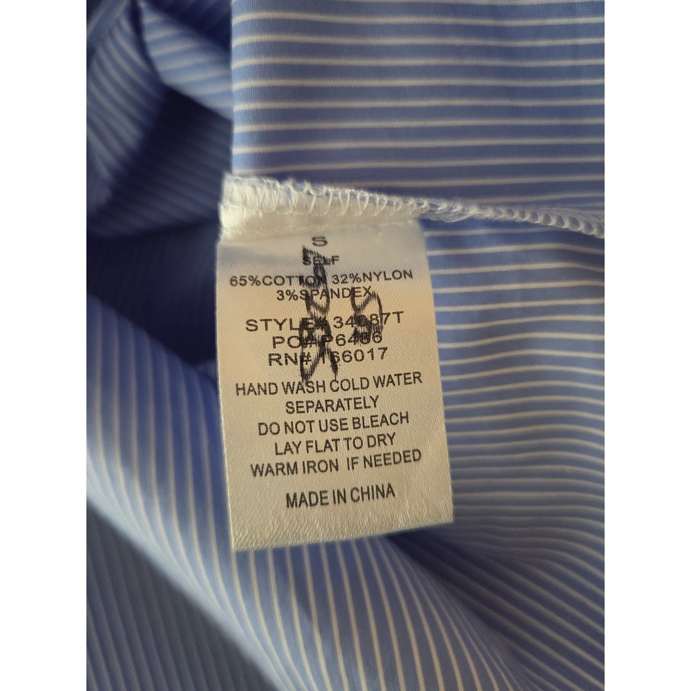 Western Women's blouse Sz Small BLUE B l/s Jewels Blue Pinstripe Button up NWT - Picture 13 of 13